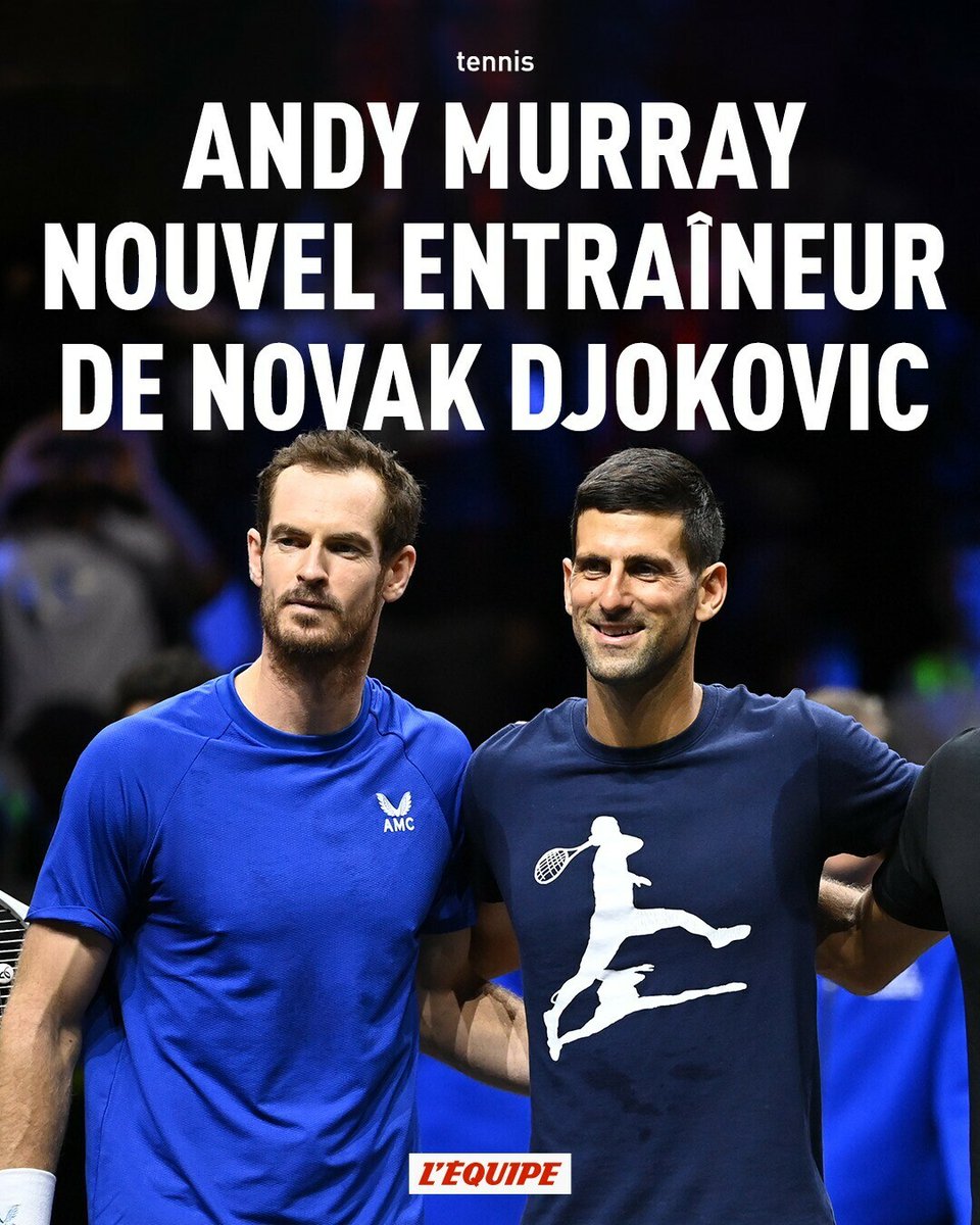 lequipe's tweet photo. À la surprise générale, Novak Djokovic a annoncé qu'Andy Murray allait devenir son entraîneur. https://t.co/eeXy1FEVM9
