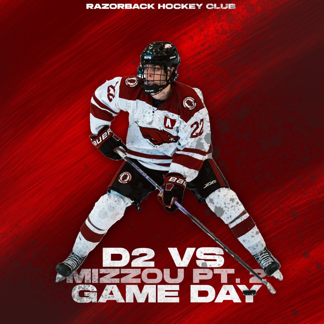 BACK AT IT 🥅‼️
Game Two vs Mizzou 

📍 Washington Ice Arena
⏱️ 7:00pm
📺 MizzouIceHockey on YouTube

#wps #woopig #achahockey #razorbackhockey #uarkansas