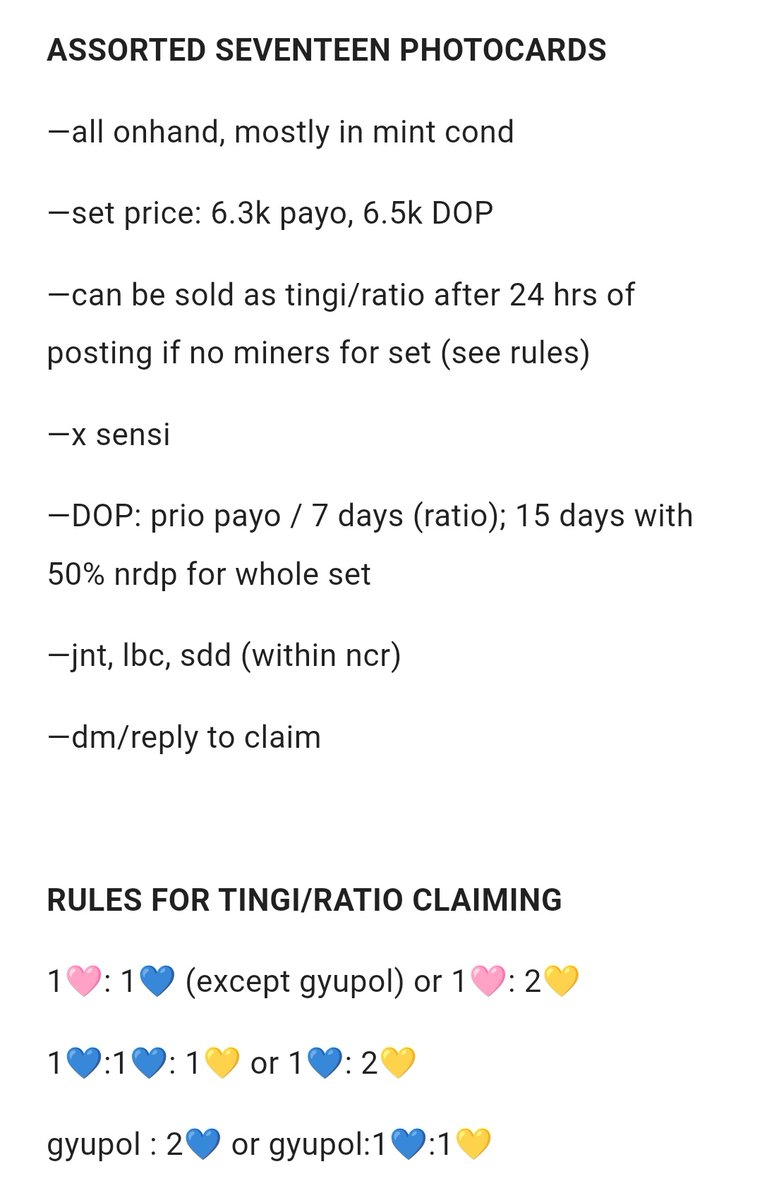 ditotara_ph's tweet photo. wts lfb ph

pls help rt ><

seventeen quitting sale

assorted svt pcs
(see first pic for deets &amp; rules)

dm/reply to claim

t. svt qs scoups jeonghan joshua jun hoshi wonwoo woozi mingyu the8 seungkwan dino vernon dk pcs scc gyupol https://t.co/ua2J2NWcRg