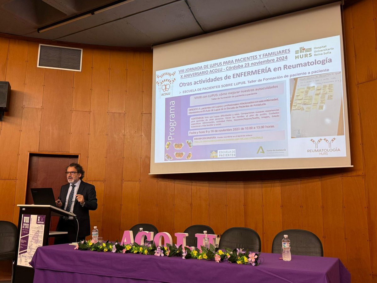 ReumaHURS's tweet photo. Hoy hemos celebrado la VIII Jornada de Lupus en Córdoba 🎉. Un día dedicado a pacientes y familiares, con ponencias clave sobre avances médicos, apoyo psicológico y retos laborales. Gracias a todos los asistentes y colaboradores 🦋💜 @HUReinaSofia @AcoluEspana https://t.co/myM3fx6YMJ