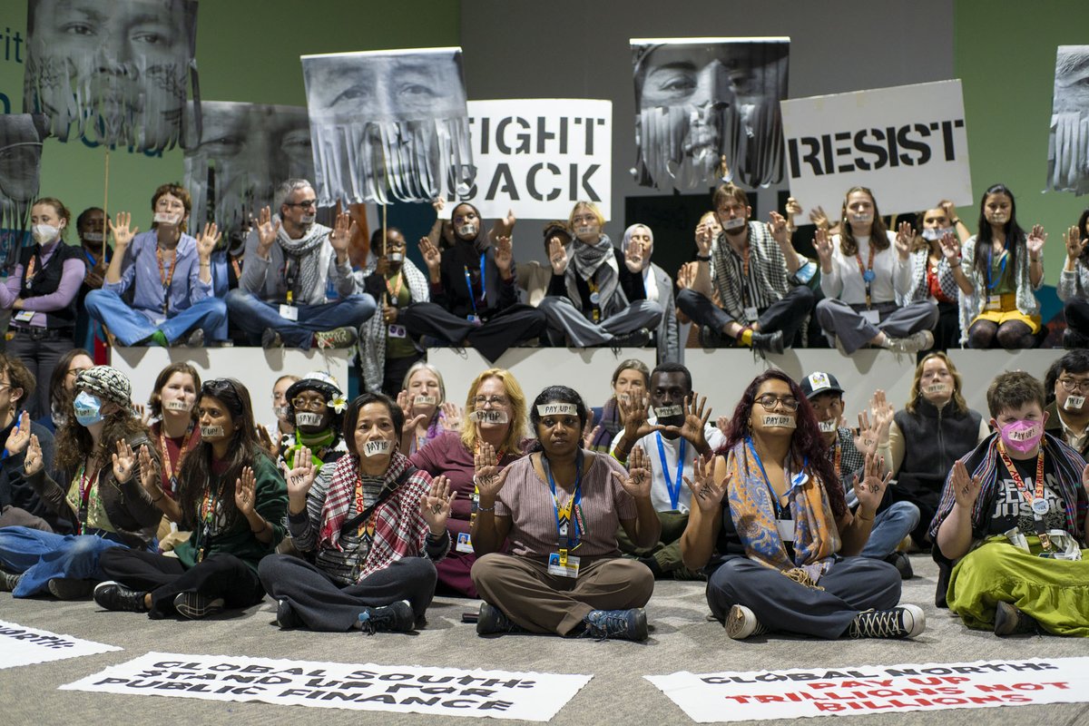 📢As #COP29 runs seriously into overtime, the 🌏Global #ClimateJustice movement ⚖️ continues to push ✊ for a New Collective Quantified Goal on #ClimateFinance (#NCQG) the delivers at least US$ 1.3 trillion a year for #ClimateAction 🚫🏭🔥 in the #GlobalSouth!