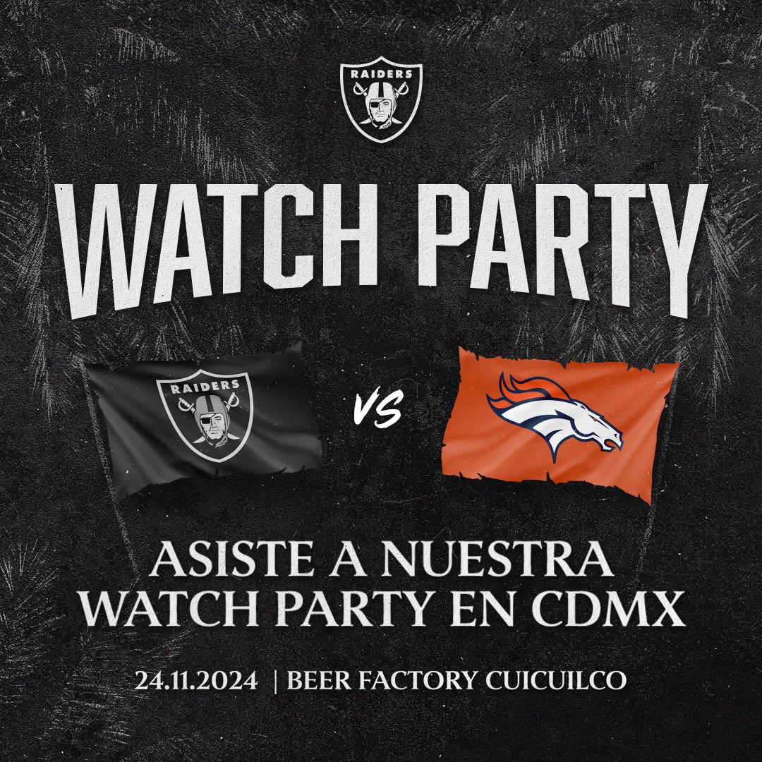 💥🏈¡YA ES MAÑANA la primera Watch Party de los Raiders en Beer Factory Cuicuilco! Lánzate con tus amigos y familia para vivir al máximo la adrenalina del juego en un ambiente 100% deportivo que te hará sentir en el campo. Aparta tu lugar aquí: raiderssweepsmx.sqwadhq.com/login?utm_sour…