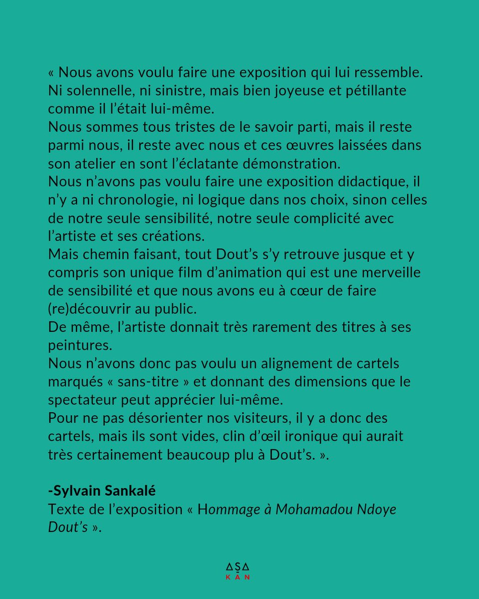 asakan_art's tweet photo. Nos Coups de Cœur
de la Biennale de Dakar 2024
7. L’Exposition « Hommage à Mohamadou Ndoye Dout’s »
@galerienationaledart
#critiquedart
#artcurators
#commissariatdexposition
#artcontemporain
#contemporaryafricanart
#africanartist
#galerienationaledart
#Douts
#DakArt2024 https://t.co/ZbZm7709Rs