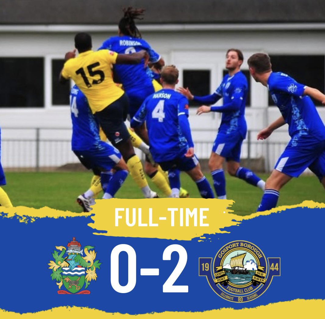 GosportBFC's tweet photo. FT: Asher Yearwood’s brace means we take home the three points 🤩

🔵 0-2 🟡 \\ #UpTheBoro https://t.co/d55W9OEAps