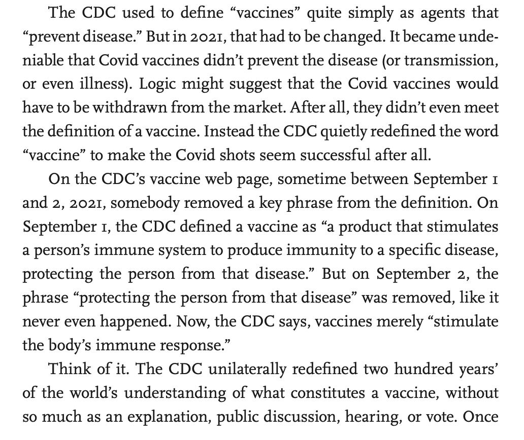 It would be interesting for <a href="/DrDaveWeldon/">Dr. Dave Weldon MD</a> at <a href="/CDCgov/">CDC</a>  to: 
*Find out who at CDC changed the definition of "vaccine," and with whose input (to make the Covid vaccines seem effective).
*Change the definition back to what it really is.
*Create a process where corrupt bureaucrats