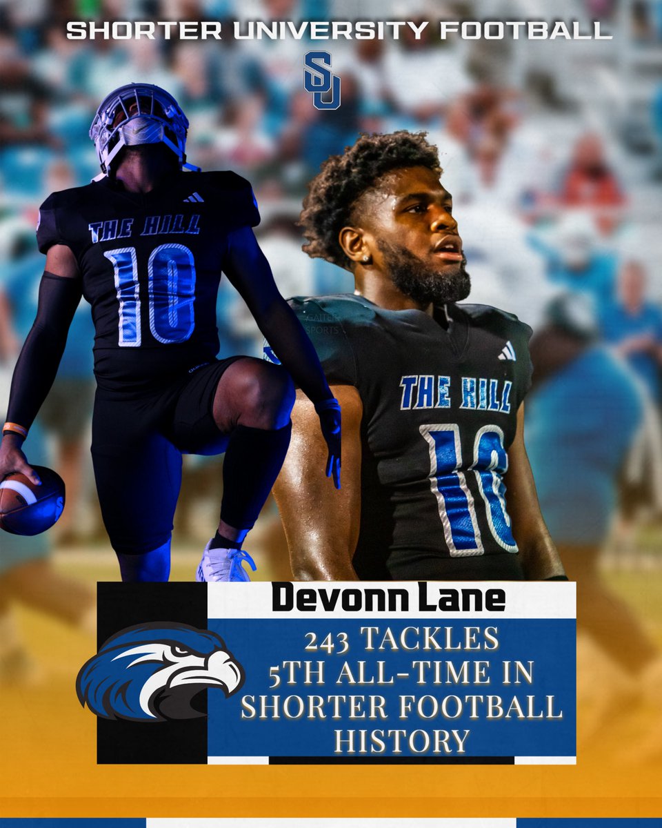 coachmorrison58's tweet photo. Another senior moved up the record board this season; LB Devonn Lane moved into 5th all-time in career tackles (243) in Shorter Football history! Proud of you Devonn! 

“Brick by Brick” https://t.co/xmQj1kd2Or