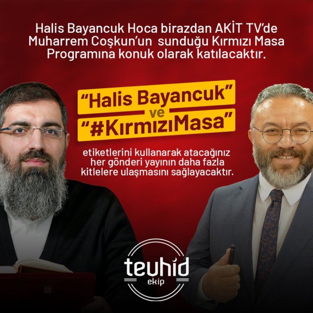 o_akduman1's tweet photo. Halis Bayancuk Hoca #KırmızıMasa programında. Heyecanla bekliyoruz. https://t.co/312O9Dgzl9