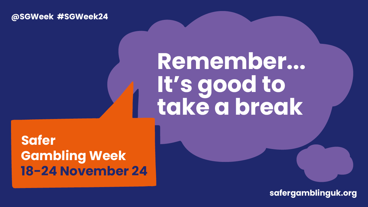 One of the easiest ways to gamble responsibly is to take regular breaks. 🛑 

Stepping away for a bit can help keep your mind fresh and your betting and gaming responsible. ⏳#SGWeek24 ⏳
