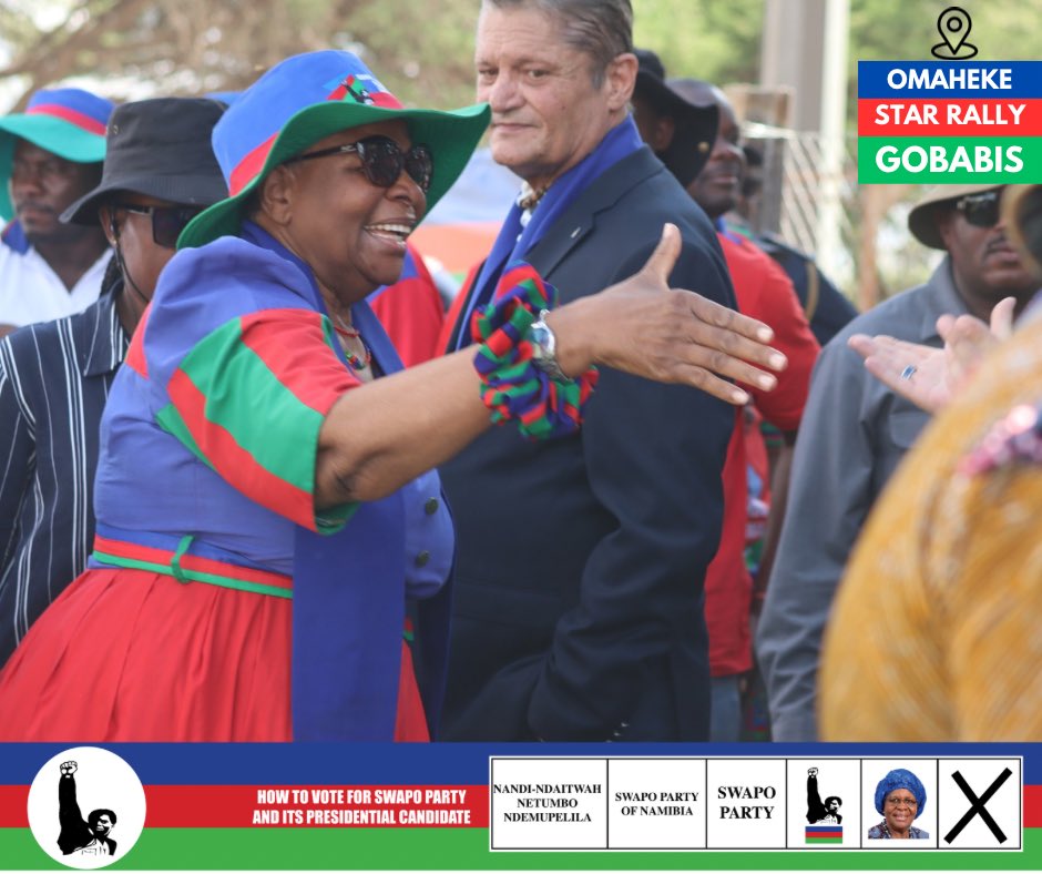 SPYLOfficial's tweet photo. Wozala! Our Presidential Candidate has arrived to tick off the Omaheke Regional Star Rally. 

#lookforthedoek
#netumboforpresident
#swapohasmyvote
#inityindiversity #buildingthenationtogether #historyinthemaking https://t.co/xgIwVgSqGP