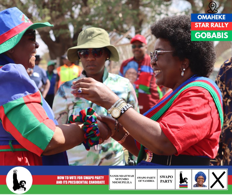 SPYLOfficial's tweet photo. Wozala! Our Presidential Candidate has arrived to tick off the Omaheke Regional Star Rally. 

#lookforthedoek
#netumboforpresident
#swapohasmyvote
#inityindiversity #buildingthenationtogether #historyinthemaking https://t.co/xgIwVgSqGP