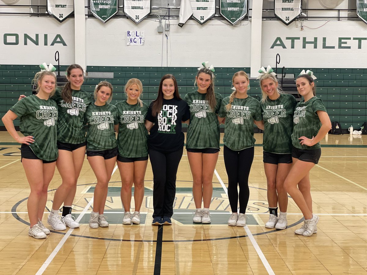 NordoniaCheer's tweet photo. Day 2 of Choreo camps! Brooke (former  NHS cheer alumni and former Slippery Rock cheerleader for all 4 years) choreographed our Varsity routine for halftime! It’s looks great! We can’t wait for you to see it! 🎀 https://t.co/dSbjncOFln