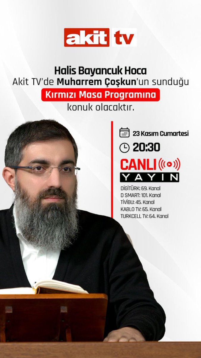 _oztt's tweet photo. Halis Bayancuk Hoca, Muharrem Coşkun ile Kırmızı Masa’da, bugün saat 20:30’da...
Halis Bayancuk
#KırmızıMasa https://t.co/T1ZGneMnpk