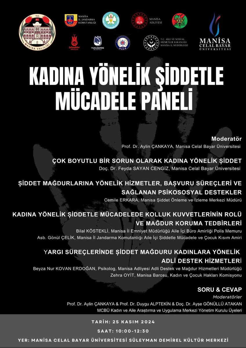 kadinvecocukmb's tweet photo. Manisa Barosu adına katılım sağlayacağımız Manisa Celal Bayar Üniversitesi’nin Kadına Yönelik Şiddetle Mücadele Paneli 25 Kasım 2024 saat 10.00’da başlayacaktır. https://t.co/a2MYozMOKo