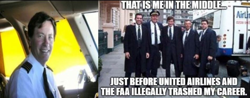 So you see...it goes something like this. 

I was illegally terminated from United Airlines in 2003 for speaking out on issues concerning 9/11. This wrongful action destroyed my personal life, 35-year flying career and finances.

During the subsequent five year petition to the US