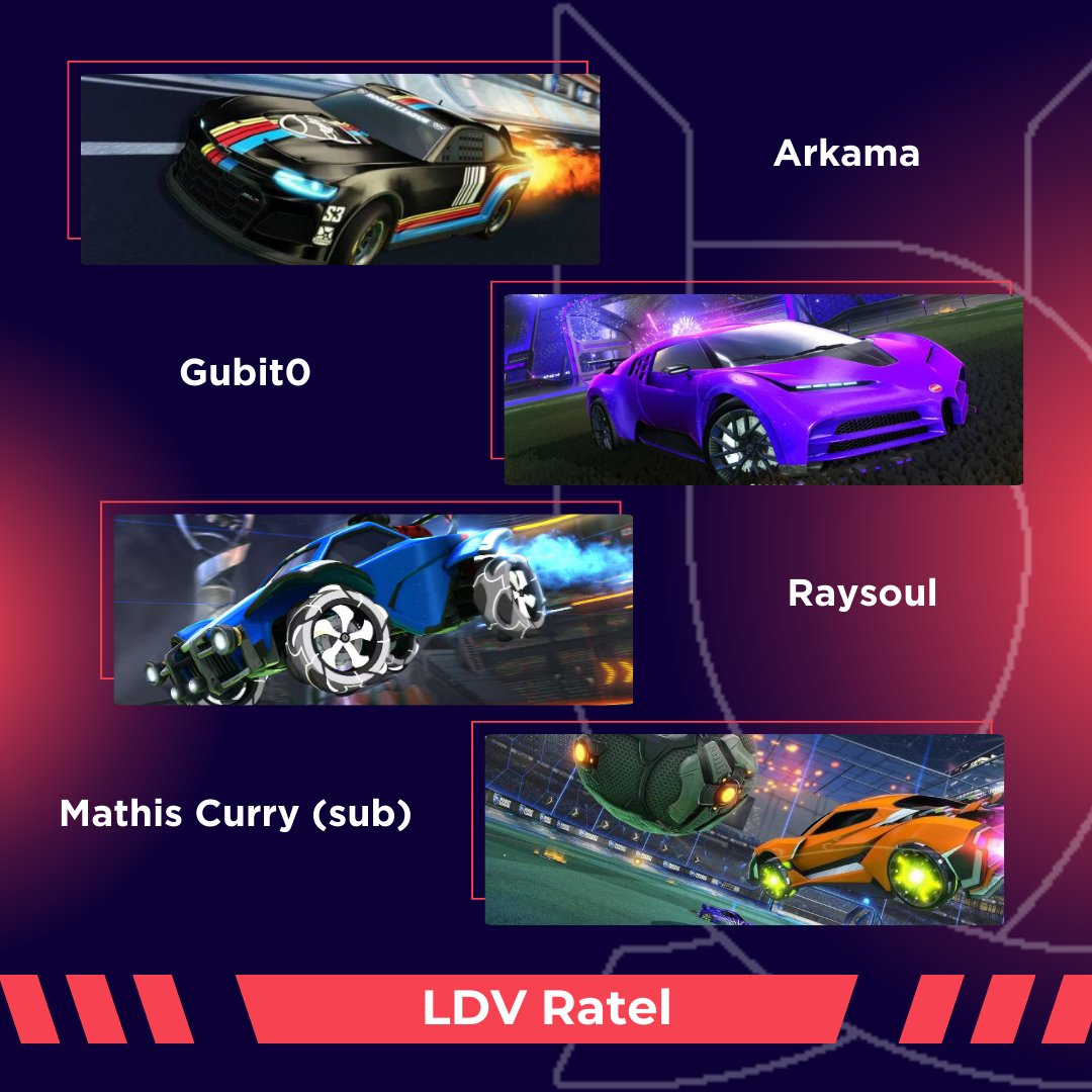 🎮 Un jour, une équipe : Focus sur notre squad T2 Rocket League 🚀

⚡Nos champions :

⚔️- Arkama
🎯- Gubit0
💥- Raysoul

💪 Soutien :

🧑‍💻 Remplaçant - Mathis Curry 

#LDVWIN #RocketLeague