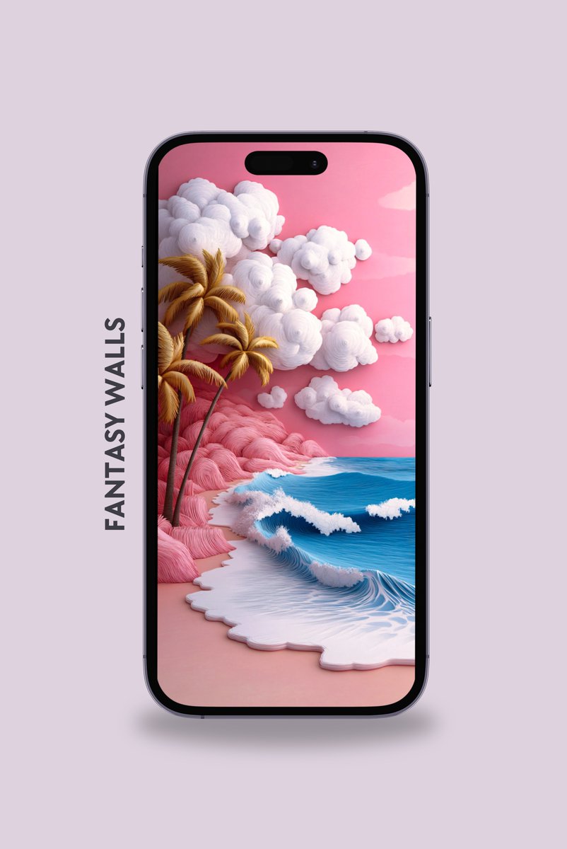 Halleyapps's tweet image. Fantasy digital landscape of a tropical beach in pastel tones.