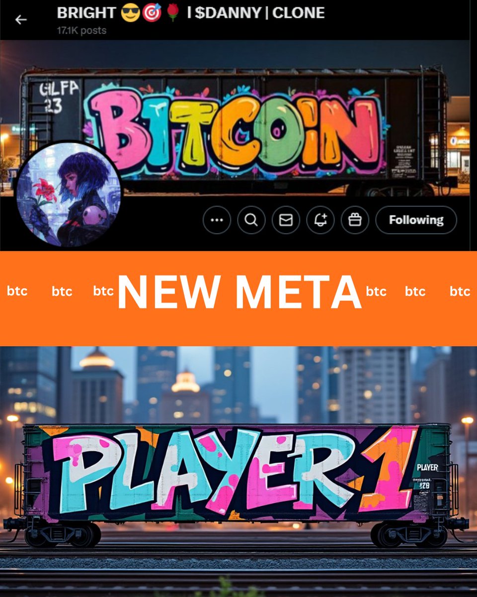 TJR_crypt's tweet photo. We believe in innovations
We just happen to start
a New Meta with banner NFTs

🥳Giveaway🥳(~133$)

Win a Presale Pack for Free
2 NFTs:
1 custom with your nickname
1 tradable

req:
🟠Follow 
@WAGMIBTCTRAIN
 &amp; 
@Web3_Wren_01 
🔶RT 
🟧Tag 3 friends 👥

#wagmitrain https://t.co/19rjgBPVZy