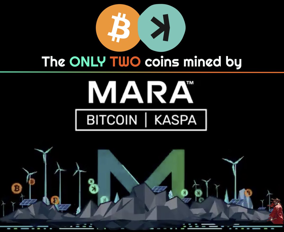 The only TWO coins mined by Marathon Kaspa &amp; Bitcoin 

<a href="/saylor/">Michael Saylor</a> described $MARA on a tweet yesterday as “ a company on the #Bitcoin Standard. “

Which is partially correct.

Marathon Digital Holdings is in fact a company on both the Bitcoin AND the Kaspa standard.

Since shifting