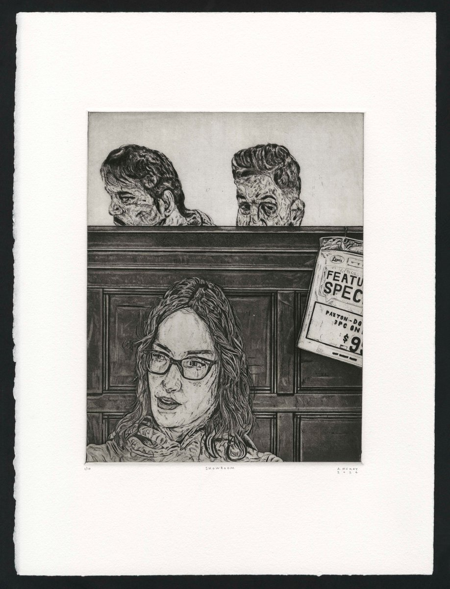 ajmckaystudio's tweet photo. Showroom. Etching with aquatint, spitbite, drypoint and burnishing. 10”by8” plate impression on 15.75”by11.75” paper. Edition of 10. 2024.
📷: TR Trades Reproduction https://t.co/EM8o8KED6d