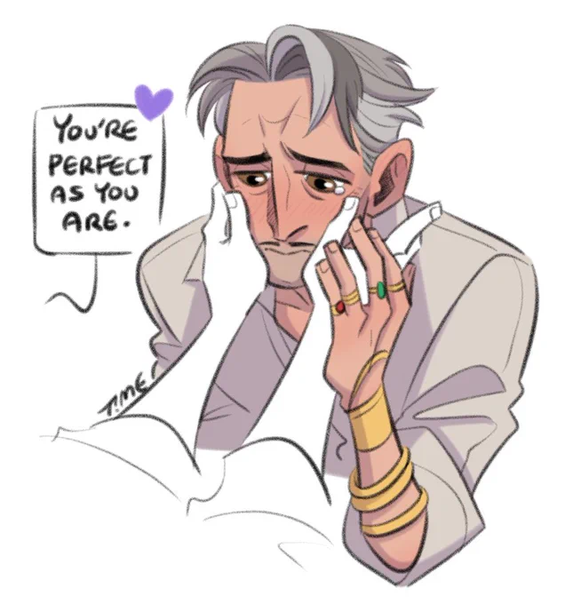 Emmy being self-conscious of his age, and maybe even about how he looks. 🥺 Rook loves him anyway.

#DragonAge #EmmrichVolkarin 