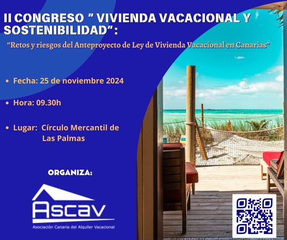 FedecoCanarias's tweet image. 🟠 II Congreso “Vivienda vacacional y sostenibilidad” organizado por @asociacionascav 
📅 Lunes 25 de noviembre 
⏰ 9:30 horas.
📍Círculo Mercantil de Las Palmas.
🔽Inscripción🔽
forms.gle/482c4Wj6nKYB5W…