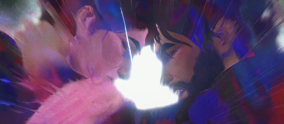 bloodyhal0's tweet photo. kissing wasn’t enough, bro, I need to fuse with you.

this is the most beautiful, artistic, poetic way I’ve seen a ship become canon. 

#arcane #jayvik https://t.co/7MFD66tCiQ