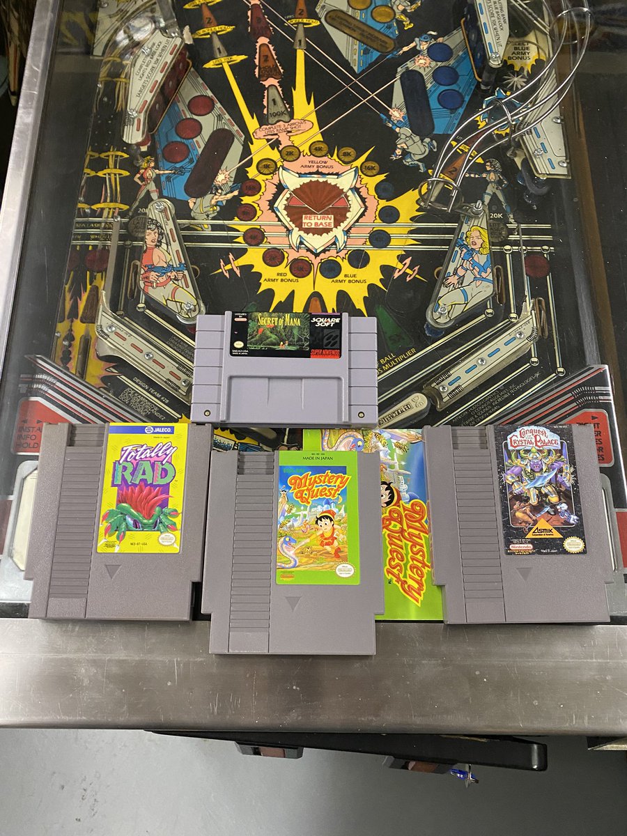 CreaseAndAssist's tweet photo. Latest pickups, Mystery Quest by #Taxan, Totally Rad by #Jaleco, and Conquest of the Crystal Castles by #Asmik for the #NES &amp; The Secret of Mana by #Squaresoft for the #SNES @Timnado @pantsboyusa @paladinolive @Shawstlevania @vigilante890 @sirmikael https://t.co/JfuVD5BPsY
