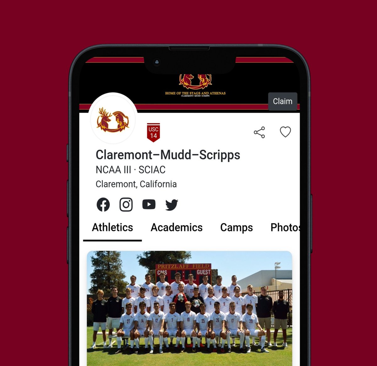 Internespo's tweet photo. ⭐️ CMS Men’s Soccer
Claremont–Mudd–Scripps 🎓
📍 Claremont, CA
⚽️ @stagssoccercms
🏟️ John Pritzlaff Field (2,000)
⚡️ NCAA Division III · SCIAC
Team info: https://t.co/DEkFBXm2yE
#YouthSoccer #CollegeSoccer #GoStags #CMSmsoc https://t.co/eQPL6o9GJD