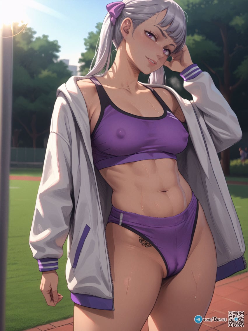 Merlin_The_Sag3's tweet photo. Merlin was looking at the reader as she gives them a small smirk. "Oh hey there [reader] did you wanna join me?" Merlin askes as her nippels pokes through her sports bra, asvher cameltoe is showing through her thong. https://t.co/F38A6FiQg7
