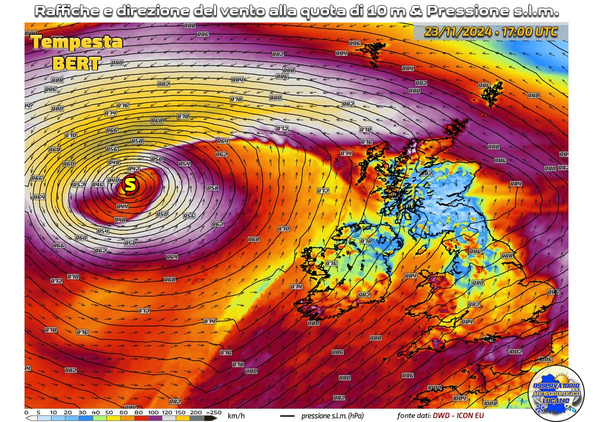 OmlMeteo's tweet photo. #StormBert - very strong winds and very low pressure over the North Atlantic. #StormHour #severewx #extremeweather https://t.co/qtrJL7XiI2