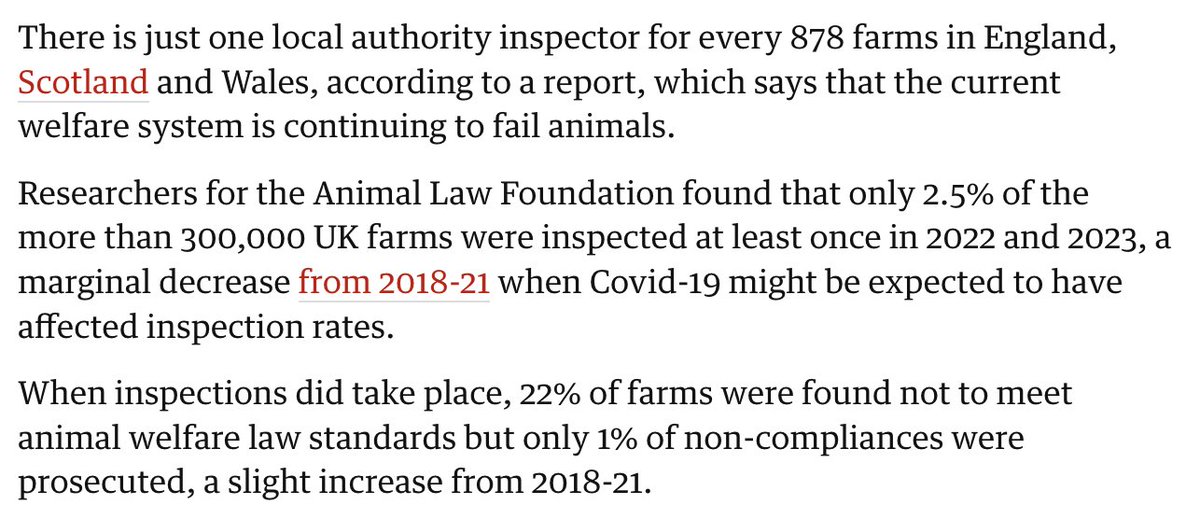 Lewis Bollard (@lewis_bollard) on Twitter photo Today <a href="/DefraGovUK/">Defra UK</a> dismissed a report on factory farm cruelty, replying that "all farms are closely regulated..."
On Wednesday, it came out that DEFRA inspected just 2.5% of UK farms in 2022-23 and enforced the law vs. even fewer.
Time to end legal immunity for factory farms. Today <a href="/DefraGovUK/">Defra UK</a> dismissed a report on factory farm cruelty, replying that "all farms are closely regulated..."
On Wednesday, it came out that DEFRA inspected just 2.5% of UK farms in 2022-23 and enforced the law vs. even fewer.
Time to end legal immunity for factory farms.