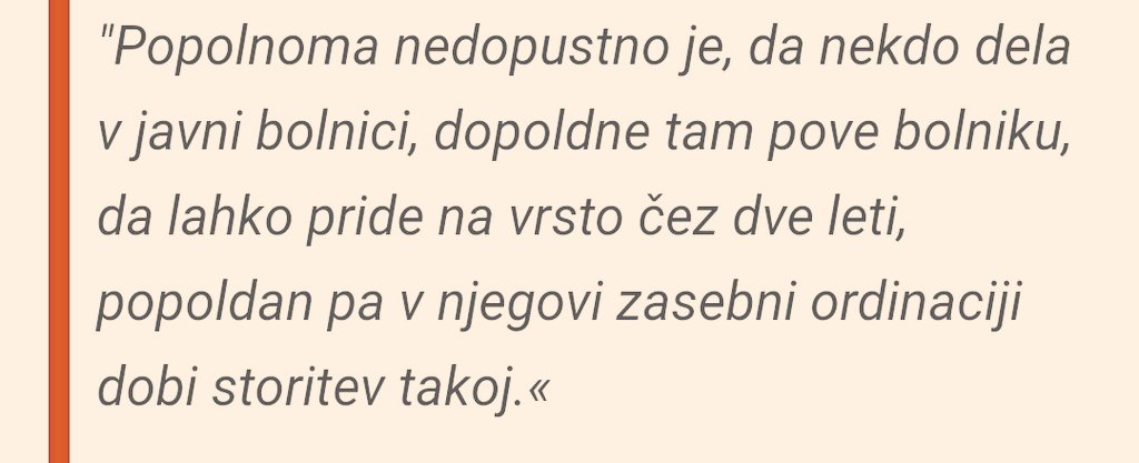 Popolnoma nedopustno je samo to, da storitve popoldan v zasebni ordinaciji ne krije Zavarovalnica. Via <a href="/PolonaCP/">Polona Campolunghi Pegan</a>