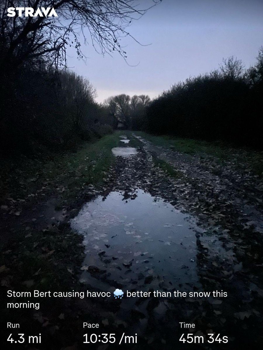Steady away thanks to storm Bert. Run. Done.