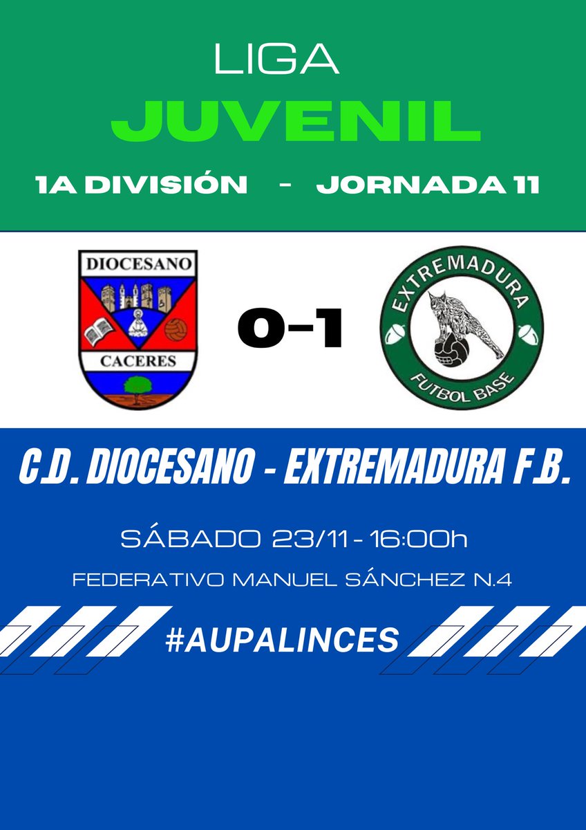 ✅ ¡FINAL! ¡FINAL! ¡FINAL! ✅

🟢⚫️ Victoria en #Caceres del #JuvenilA frente al <a href="/cddiocesanofb/">Cantera CD Diocesano</a>  !!! 🟢⚫️

<a href="/cddiocesanofb/">Cantera CD Diocesano</a>  0-1 <a href="/ExtremaduraFB/">Extremadura Fútbol Base</a> 

⚽️ Ahmed

🙌🏻 Partidazo de los de <a href="/dariogg13/">Darío González</a>  con un planteamiento sólido y equilibrado.

💚Enorme el trabajo de todo el equipo 💪💪💪!!!