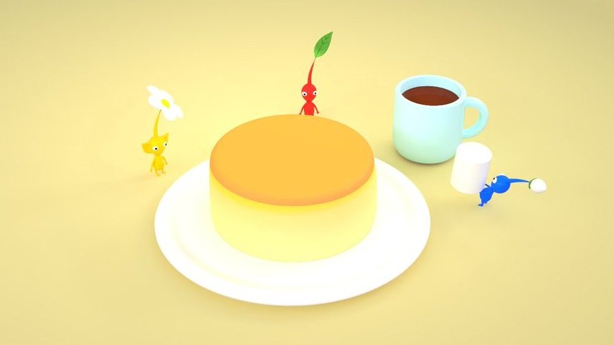 今日のおやつはスフレチーズケーキ☕🍴

#ピクミン #3dart #3dcg