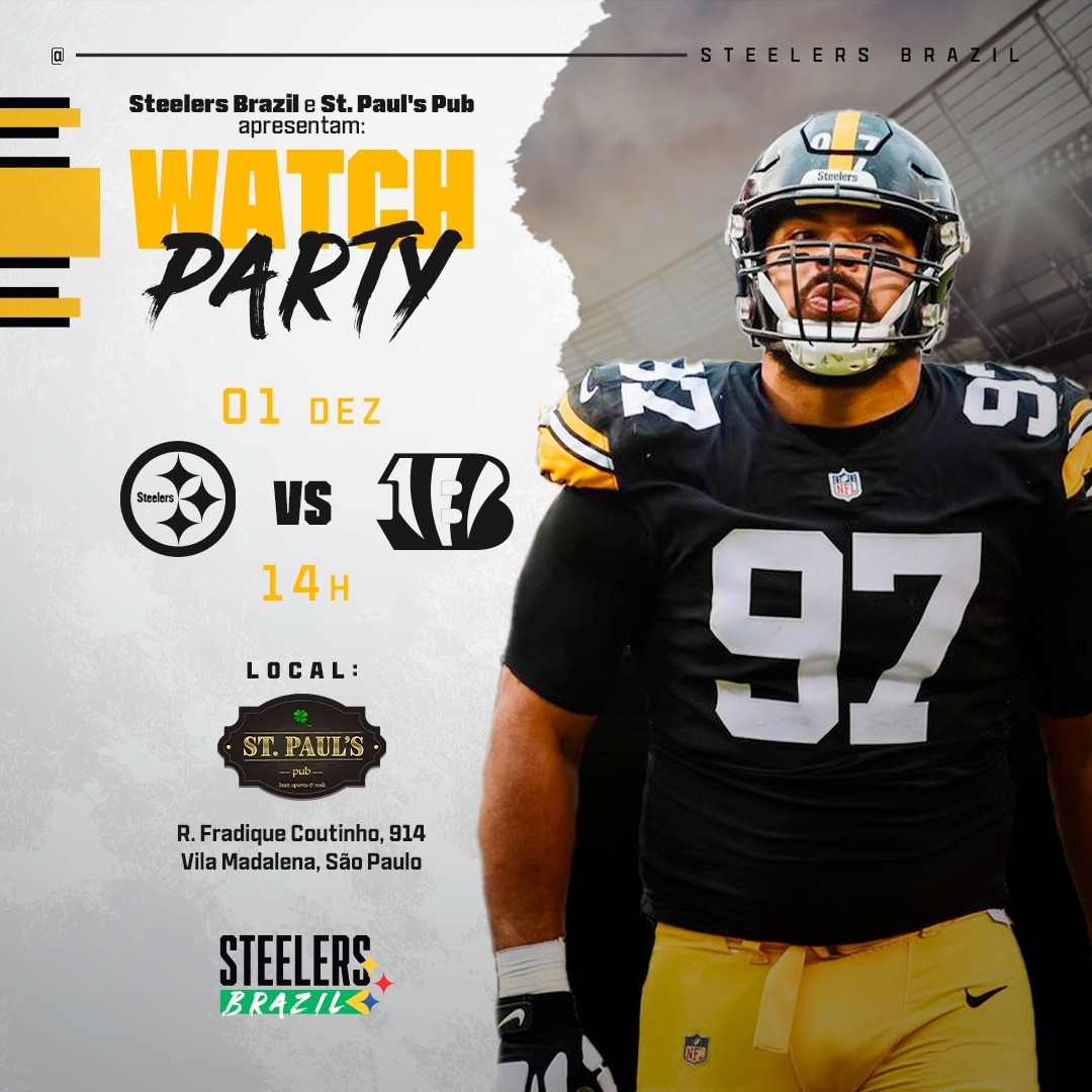 steelers_brazil's tweet photo. Steelers Nation, it's time to Party!! 🏈

Junte-se a nós na Watch Party Oficial do Steelers Brazil em parceria com o St. Paul's Pub em São Paulo! 🎉

📅 Semana 12 da temporada 2024, Dia 01/12 às 14h | 📍 Telão e TVs espalhadas, sem ponto cego!

Venha curtir com a gente e participar das atividades exclusivas!

Imperdível! Vamos lotar o bar e mostrar a força da Steelers Nation no Brasil! 🇧🇷

📍Local: St. Paul's Pub
R. Fradique Coutinho, 914 - Vila Madalena, São Paulo

#HereWeGo 🇧🇷