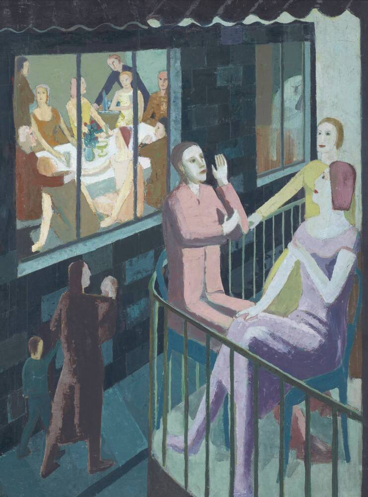 MenschOhneMusil's tweet image. Im Dunkeln sieht man nicht (Balkonszene) Max #Lachnit, (1900-1972) - Um 1955.