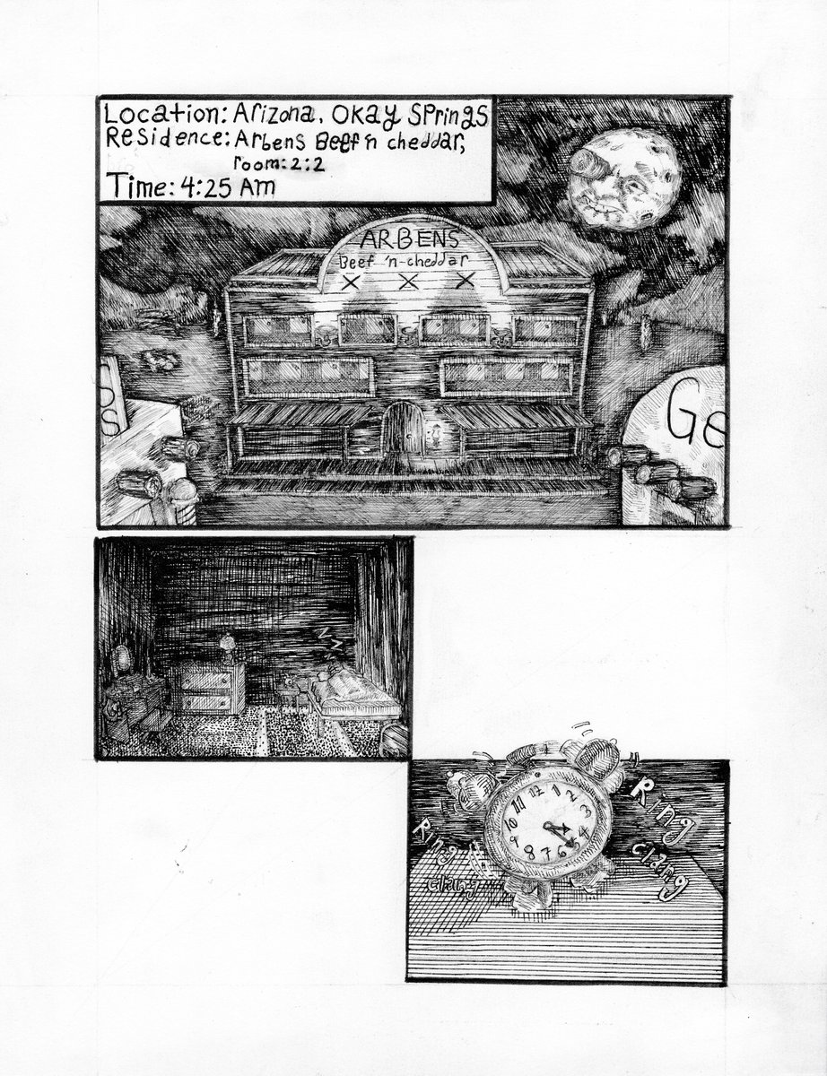 elwar_arts's tweet image. A glorious peak at page 1 from book 2  of Blaque &amp;amp; Weit!

Blaque &amp;amp; Weit is a traditionally made gothic weirdwest comic that explores Arizona and its lore.

the full comic can be read for free at webtoons, Globalcomix &amp;amp; Newgrounds. all support is welcome, thank you.
🤠
#art…