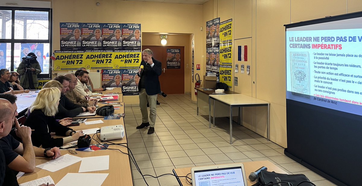 Formation des cadres #sarthois et ligériens, cet après-midi au Mans, avec <a href="/PhOlivierRN/">Philippe Olivier</a> et <a href="/diaz_edwige/">Edwige Diaz Ⓜ️</a>.

Un séminaire pour comprendre le sens du leadership en politique et ses finalités : inspirer, mobiliser, fédérer.

Se former, pour former les autres et faire gagner nos idées !