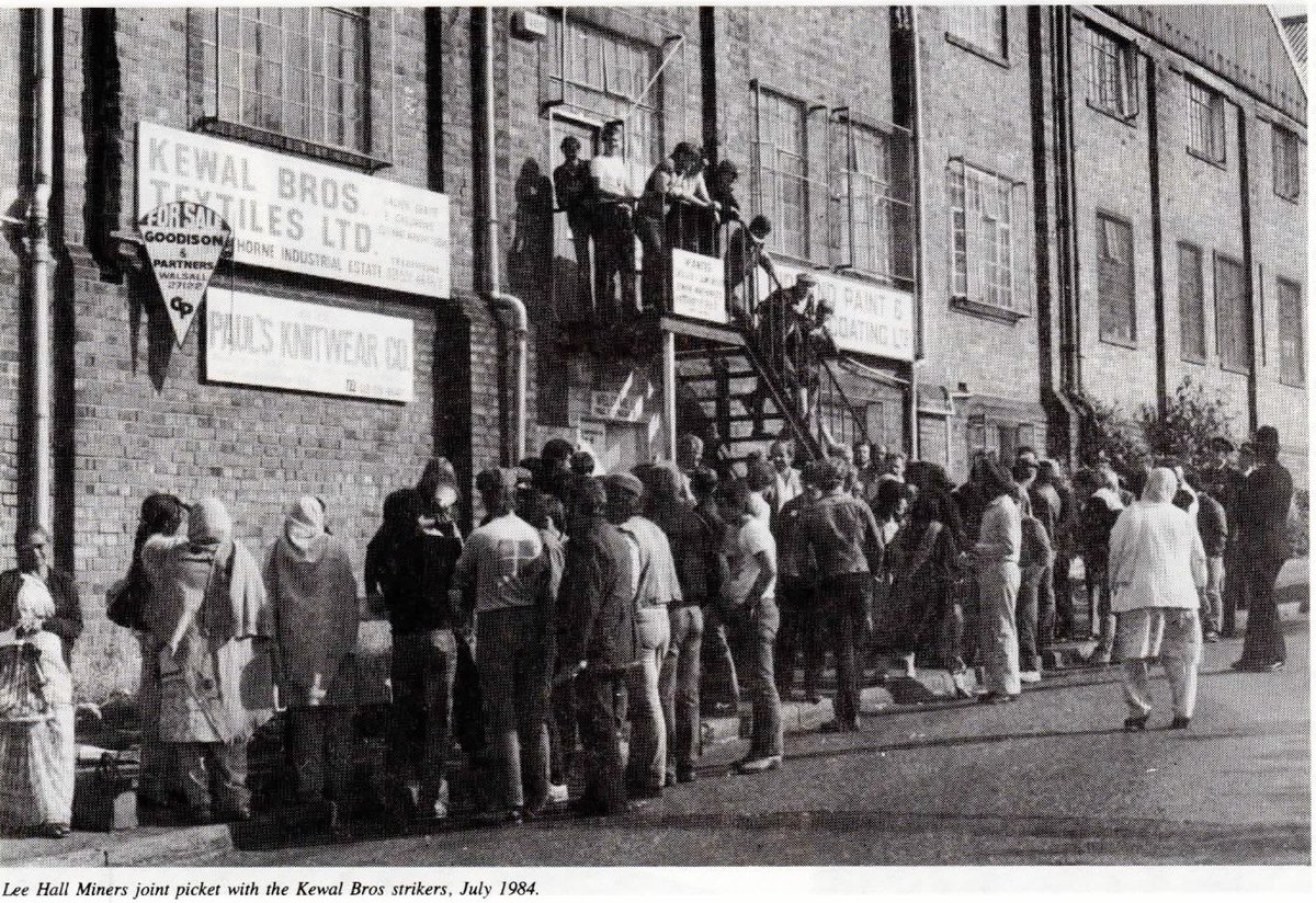 That solidarity was returned when Asian women at Kewal Brothers factory (Smethwick) went on strike against an Asian boss who made them work in sweatshop conditions. 150 miners from Staffordshire with barely enough money to feed their families hired coaches to stand in solidarity.