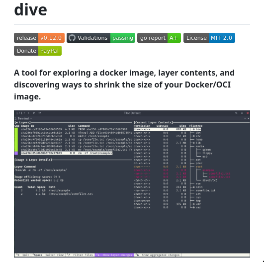 tom_doerr's tweet image. &quot;A tool for exploring each layer in a docker image&quot;