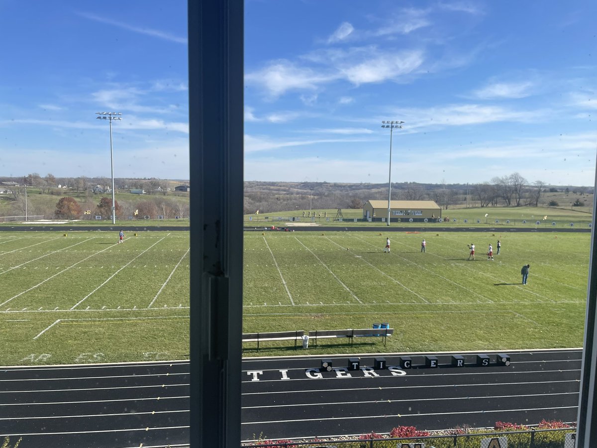 View from the booth in Grant City. Worth County hosts North Shelby in eight-man quarterfinal action at 1. We’re live just before on <a href="/KKWKCameron/">Regional Radio KKWK</a>