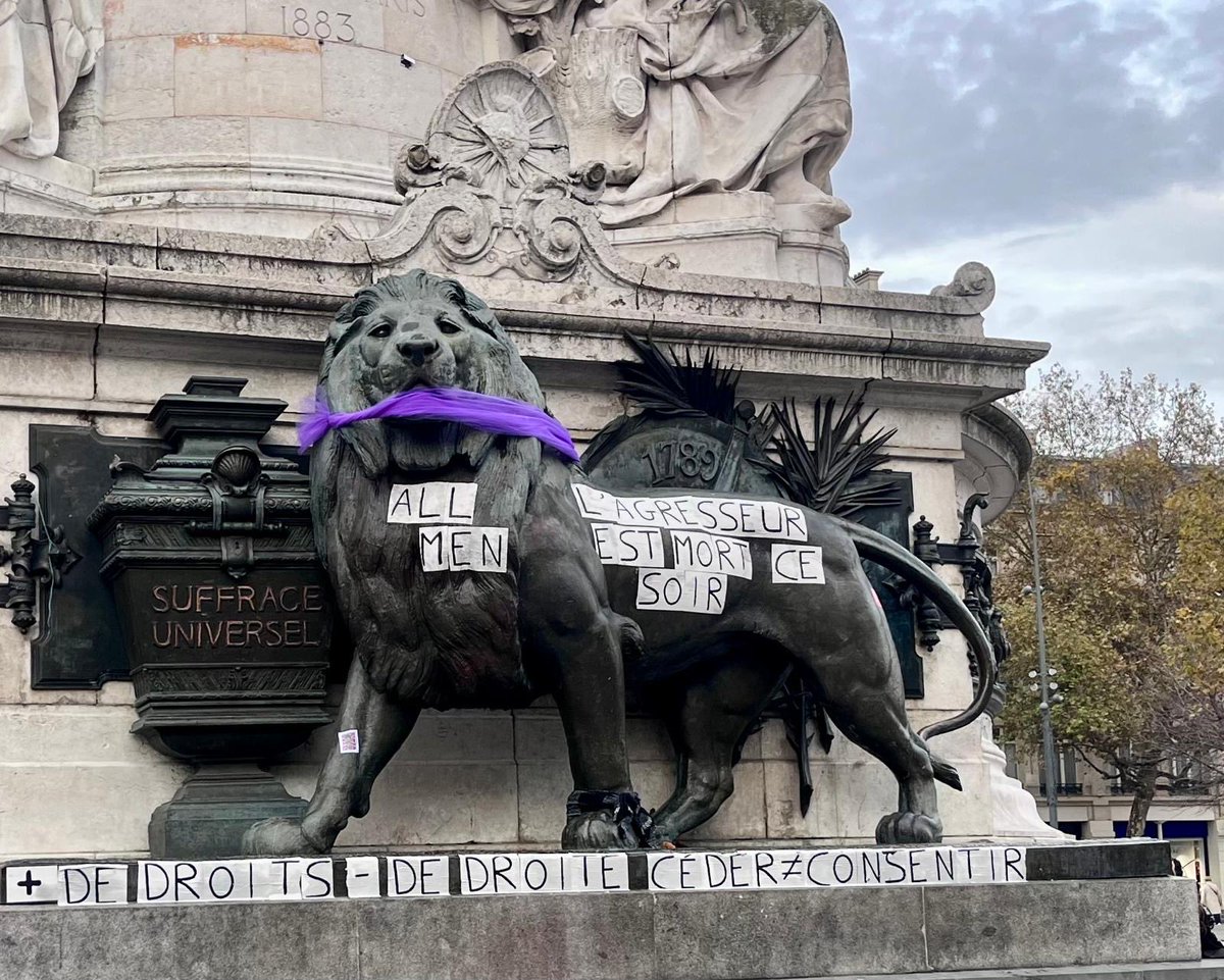 Une belle manifestion contre les violences faites aux femmes 👇contre la culture du viol et POUR une loi intégrale POUR des services publics renforcés ✊