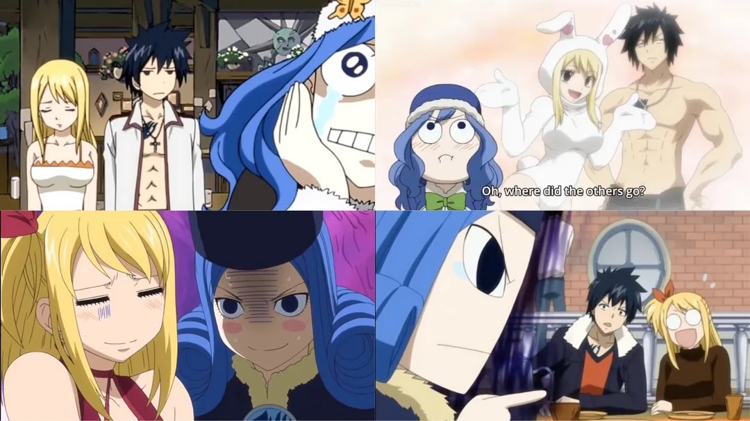 This Luvia fight happened back in tower of heaven and shippers will still try to convince themselves Juvia hates Lucy. Juvia being delusional about Graylu does not mean she hates Lucy, Juvia is crazy for Gray. We all know this and it should be considered normal Juvia shenanigans