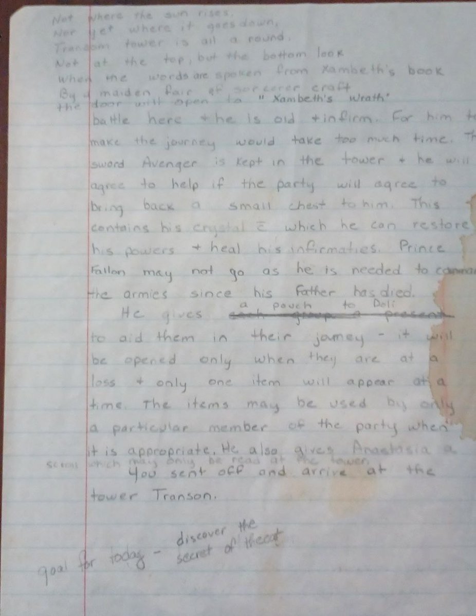 BarbarianDisco's tweet image. Out in the game room cleaning up... artifacts from the summer of 1980 when my mom ran a campaign for my bro, my buddy his sister and me. those are my mom's handwritten campaign notes. Show me your Artifacts from Adventures Gone By!
Notes and Map by Mom.
#TTRPG