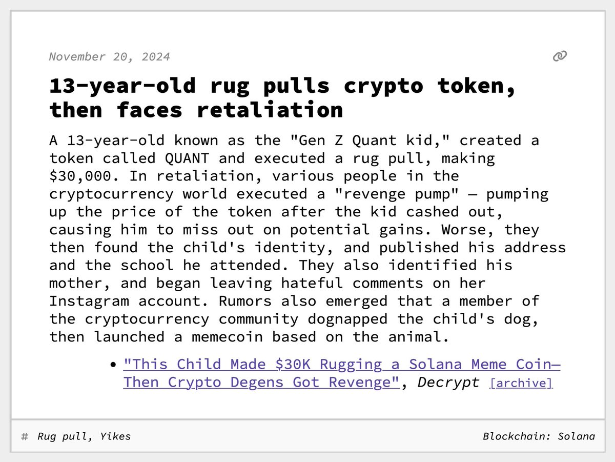 13-year-old rug pulls crypto token, then faces retaliation November 20, 2024