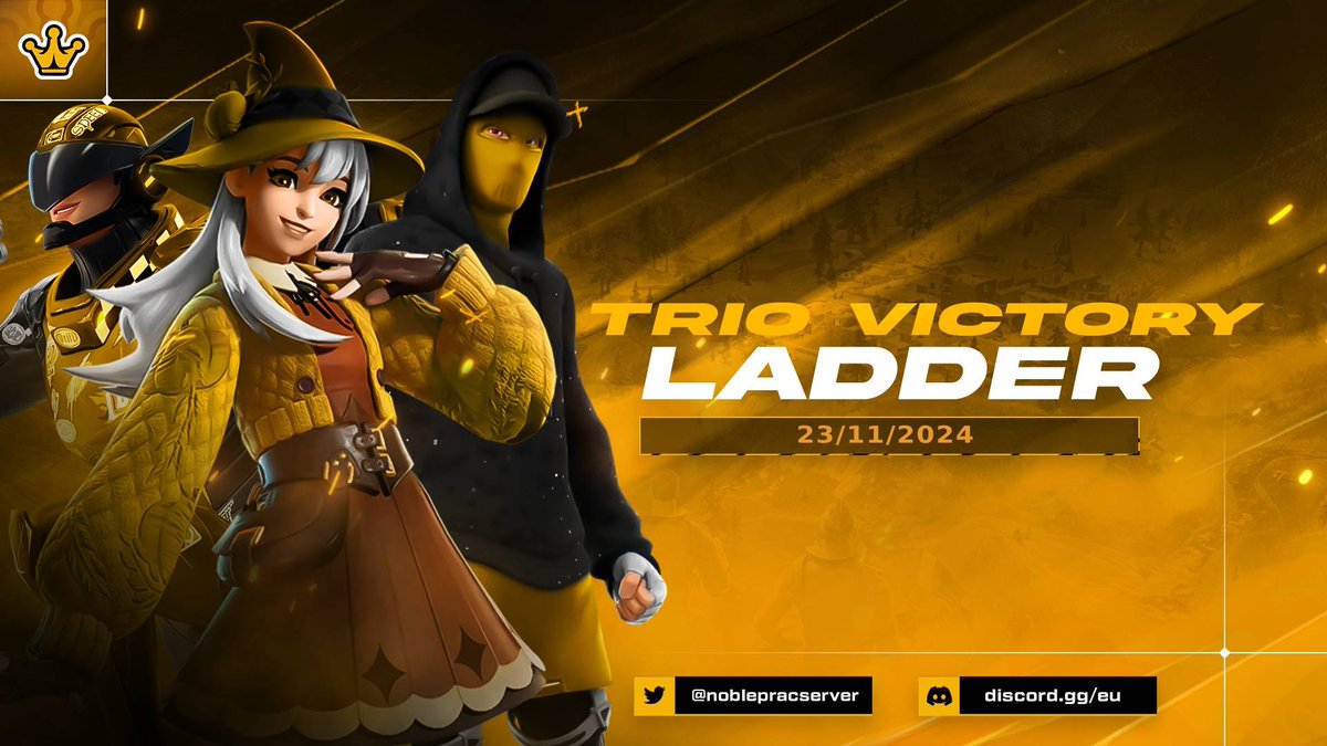 We're hosting a Trio Victory Ladder NOW 👑

• Win 1 Game = Division 3 Invite 🏆
• Games from 19:00 to 22:00 CET ⏰

Check out #ladder-udates for more information!