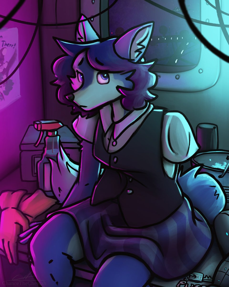 So I've been playing a little bit of Space Station 13 lately, I'm really bad at it, but damn the furry mods for it are great.
This is Blue, just your average lowly janitor! #furryart