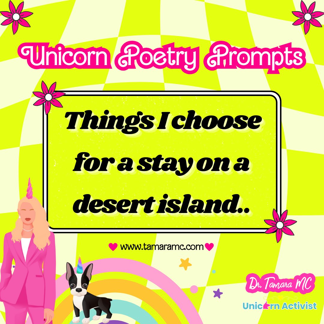 TamaraMCPhD's tweet photo. Time to dream up your ultimate survival kit—books, snacks, or something totally unexpected? 🌟 

#DesertIslandDreams #IslandEssentials #AdventureReady #WomenWhoWander #CreativeChoices 🌅🪣  #PoetryPrompts #DailyWritingPrompt #PromptOfTheDay #WritingChallenge #TamaraMC https://t.co/DjDeSw06eD