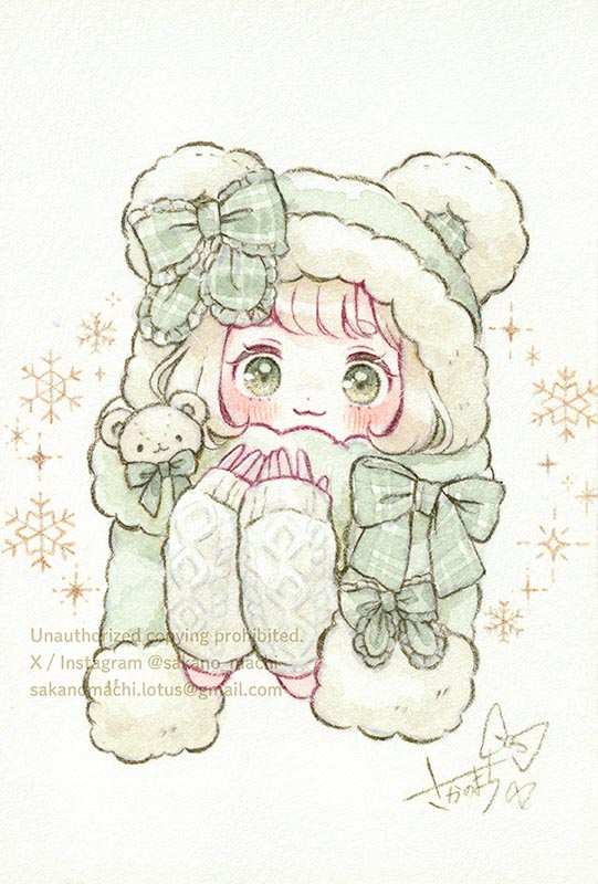 sakano_machi's tweet image. 🐰🎀🐻‍❄️ #透明水彩